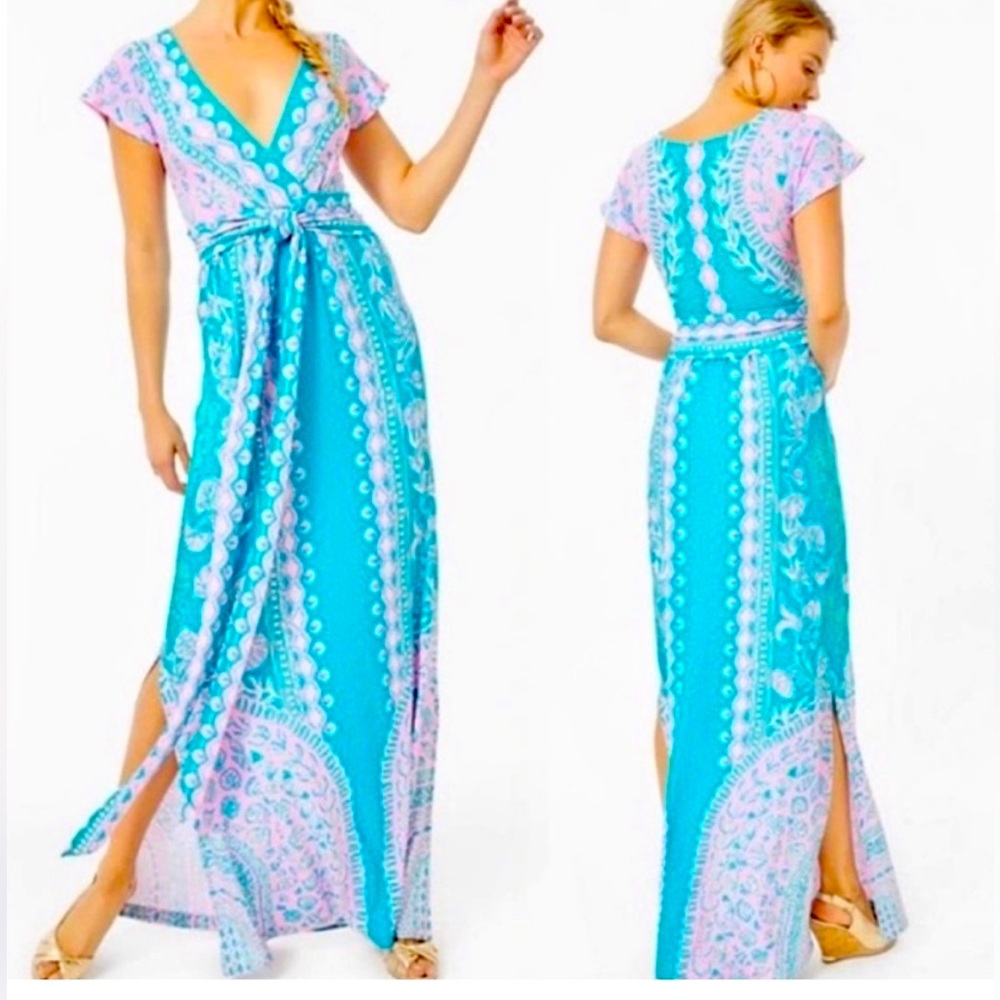 Lilly Pulitzer Water Ya Waiting For Turquoise Esmarella Maxi Dress